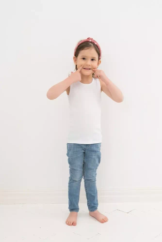 Camiseta Tosia para niña, hombro ancho Moda Italiana- blanco
