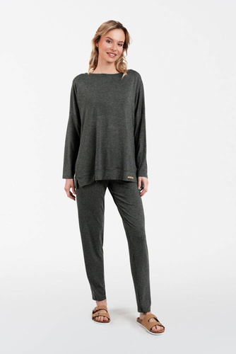 Akord Conjunto señora manga larga, pantalón largo Moda Italiana - melange oscuro