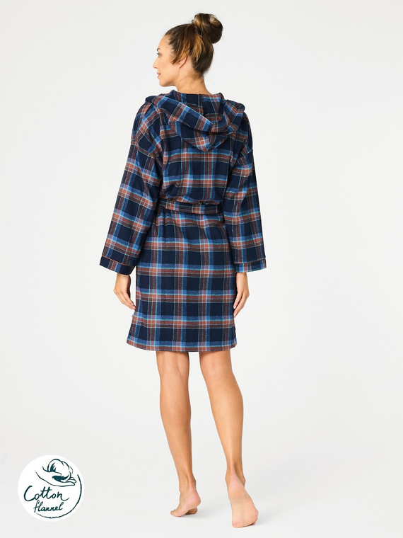 Albornoz de mujer LGD 431 Key - azul marino, franela de algodón, cálido y suave