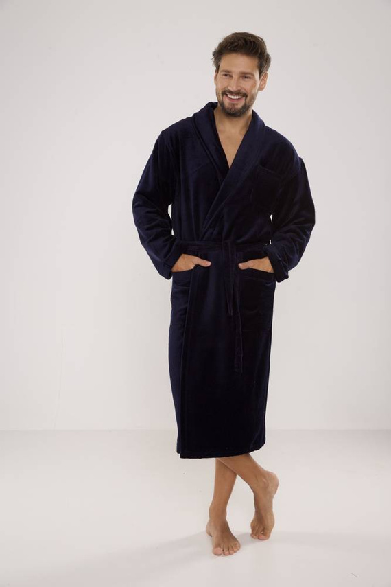 803 / 819 Bata de hombre de rizo doble Forex - todo azul marino (azul oscuro)