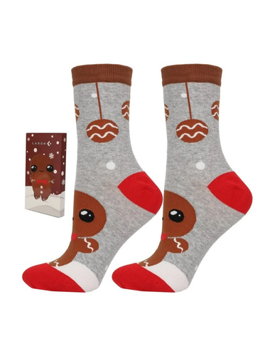 Calcetines de mujer Moraj CSLS250-042 de algodón navideños con galleta en caja