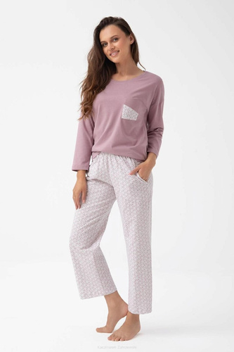 339 Pijama de mujer Luna - algodón, manga 7/8, color cacao, comodidad y estilo