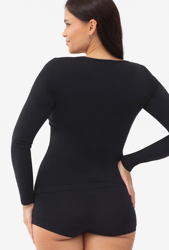 Gatta Camiseta L 2635 negra para mujer sin costuras manga larga microfibra
