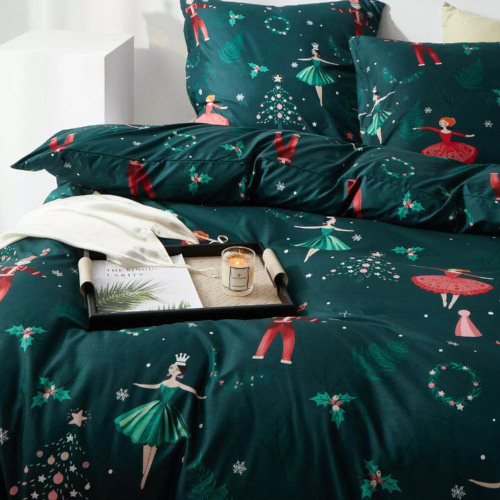 Ballet Navidad verde ropa de cama de microsatin I25 Spod Igły i Nitki - suave, lisa y duradera
