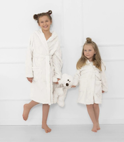 Albornoz infantil Teddy Italian Fashion crudo - en ositos, calentito, con capucha