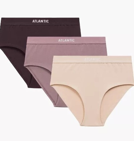 3CLP-009/Z25 Atlantic braguitas de mujer rosa-vino-beige - maxi Sport, algodón, 3 unid.
