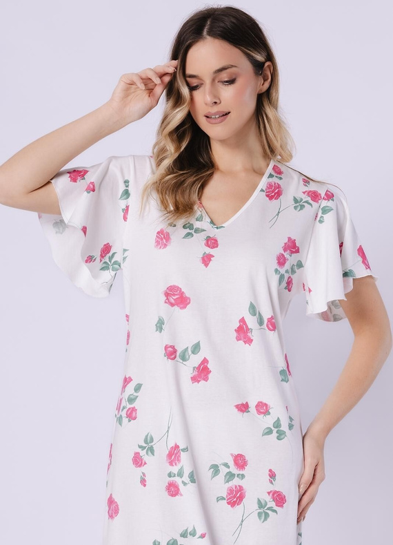 Venus Leveza 1726 camisón de algodón para mujer, hasta la rodilla, floral