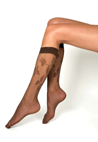 Calcetines altos de mujer Veneziana Olivia 20 den cappuccino, sin refuerzo para los dedos