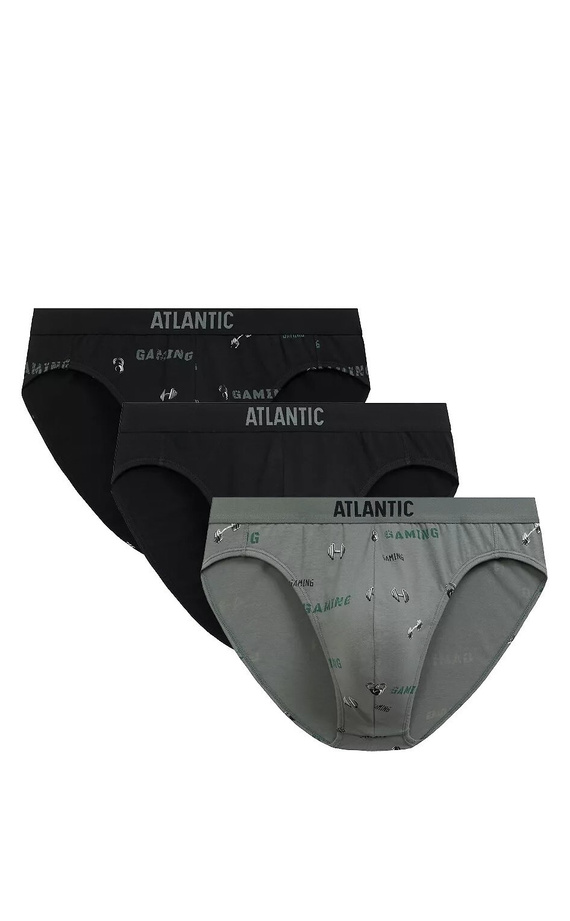 Calzoncillos Atlantic para hombre 3MP-206/25 de algodón caqui negro, paquete de 3, corte clásico