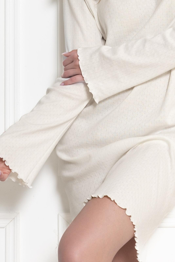 Camisón Bożena 1797 Leveza color crema 100% algodón manga larga