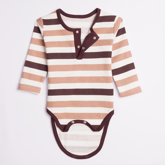 227096 Nicol BENEK Body para bebé manga larga rayas marrón beige ecru