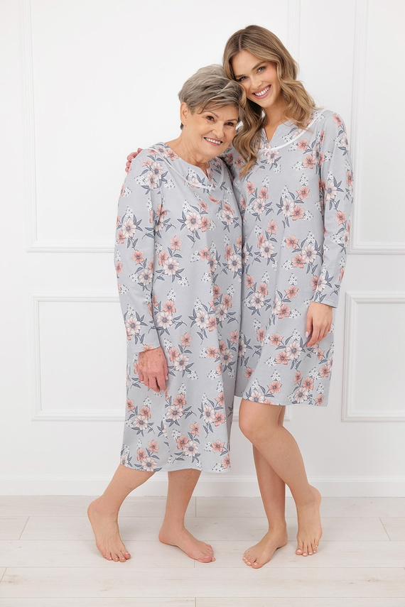 Camisón de mujer Italian Fashion Basma 100% algodón flores largo