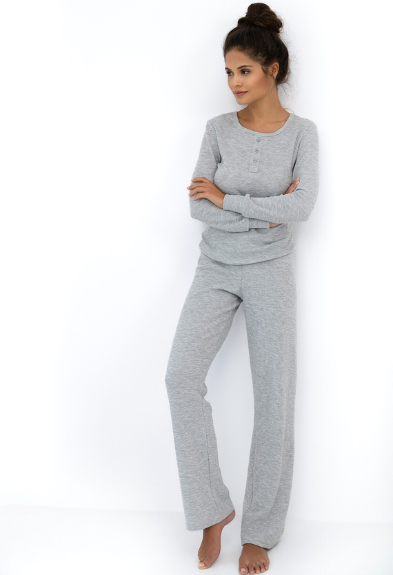 Pijama de mujer Jade Sensis - gris, algodón, manga larga y pantalón