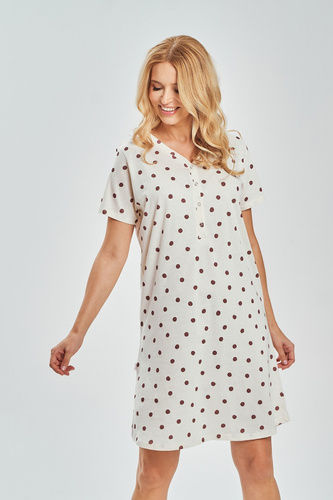 3529 Nita Camisón de mujer Taro - 100% algodón en guisantes, lactancia | broches, antes de la rodilla