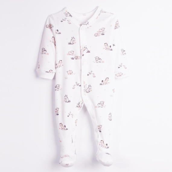 228031 Nicol FARMA Pijama enterizo para bebé 100% algodón animales crema