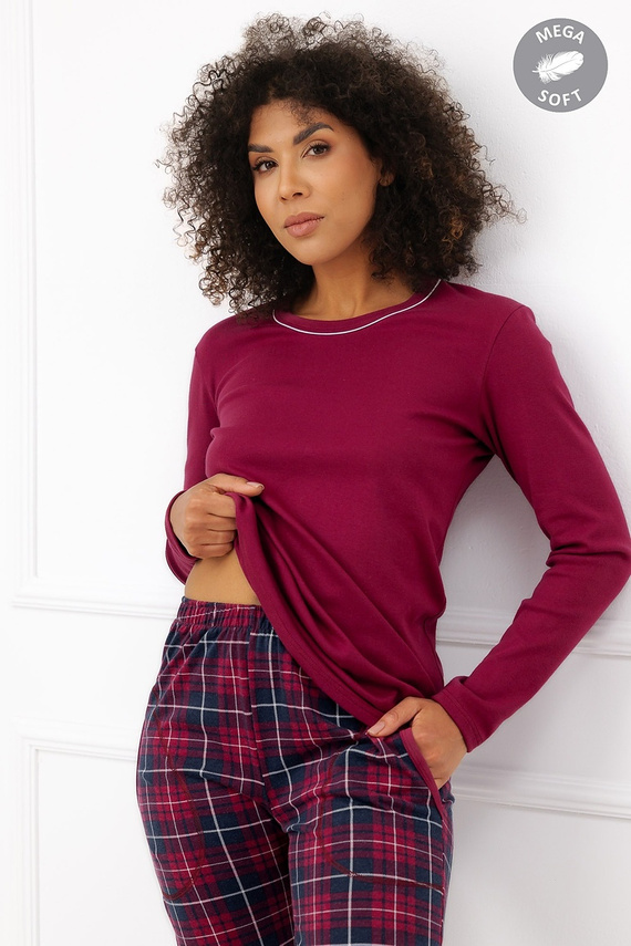 Italian Fashion Brenda pijama larga para mujer Mega Soft a cuadros con bolsillos