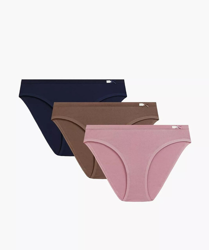 Atlantic 3CLP-002/Z26 Sport Braguitas de Algodón para Mujer 3 Paquetes Clásicas rosa-azul marino-marrón