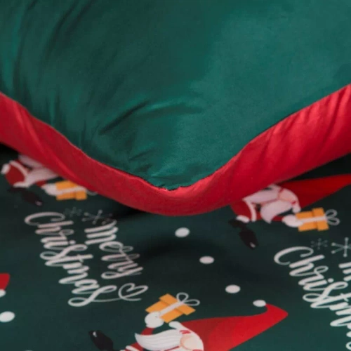 Ropa de cama navideña Galdor en microfibra Eurofirany gnomos verdes rojos- suave, ligera y fácil de cuidar, con cierre de cremallera