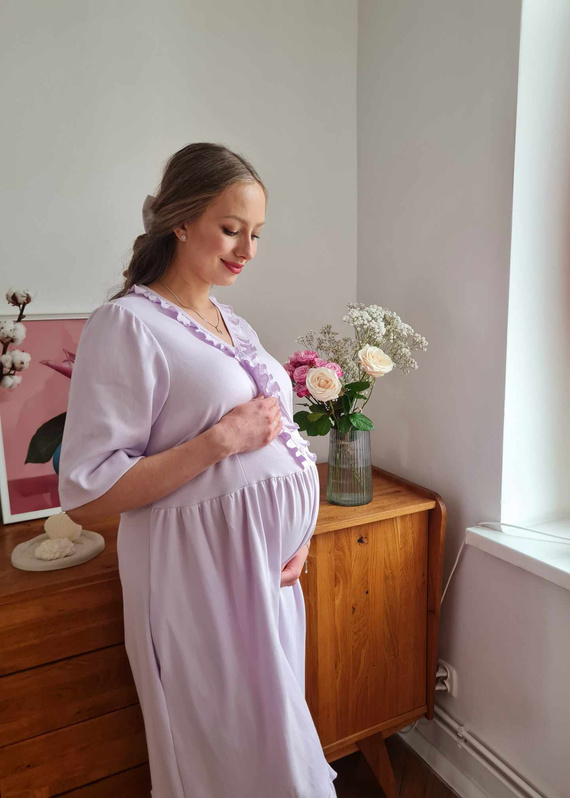 34NA Camisón Natalie Marija - 100% algodón, premamá y lactancia, con volantes