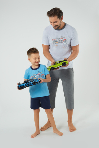 Junak Moda italiana de manga corta y pantalón 3/4 para hombre - j.mélange/r.melange