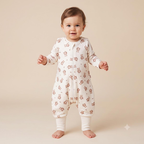 Saco de dormir con piernas Nicol 227044 de algodón con ositos 9–24 meses