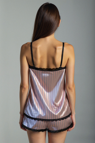 Pijama de mujer Donna Short Pierre Cardin - satén, rosa, sin tirantes