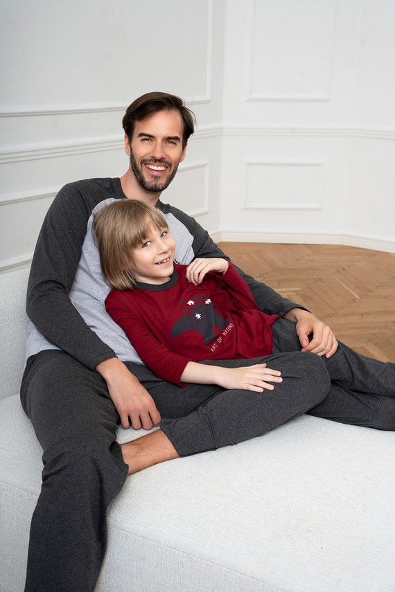 Morten Pijama de niño Moda Italiana burdeos/c.melange