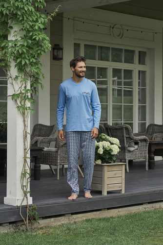 Jaromir Hombres de manga larga, pantalón largo Moda Italiana - azul/print