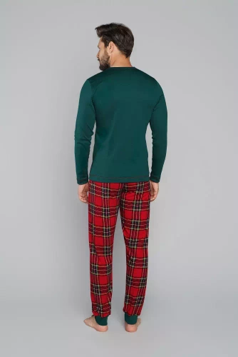 Narvik Pijama de manga larga para hombre, pantalón largo Italian Fashion- verde/estampado