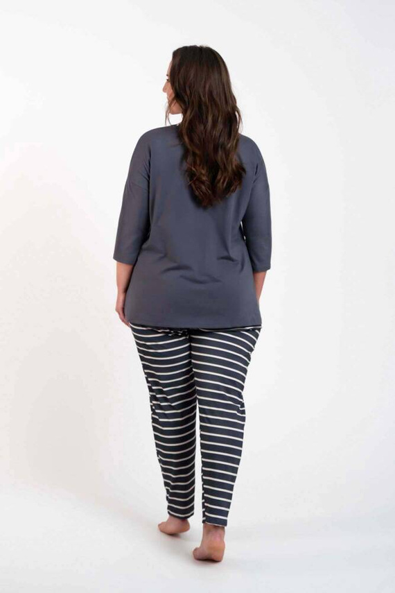 Betty Pijama de señora manga 3/4, pantalón largo Moda Italiana - estampado grafito/grafito