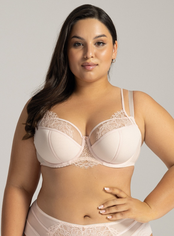 2163 Ava Powder Pink Semi Soft Maxi Bras - Sujetador de busto grande semi acolchado con encaje