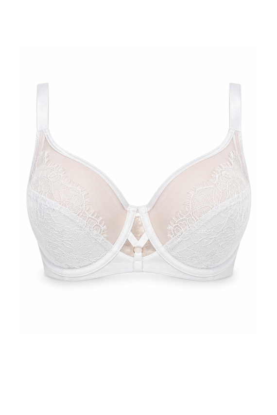 Mediolano Pure Plunge 19260 sujetador plunge blanco con encaje y tul