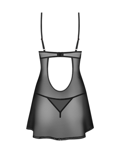 Euridia Chemise Obsessive negro - elegante camisón con aros y tanga Chemise Mujer chemise Obsessive - negro