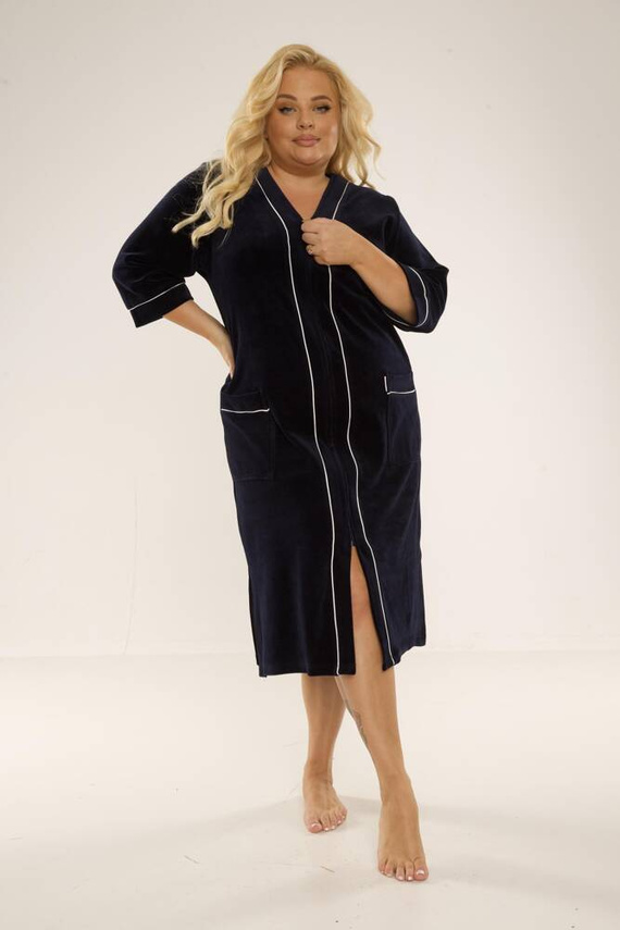 974 / 352 Bata de señora de terciopelo Forex - azul marino