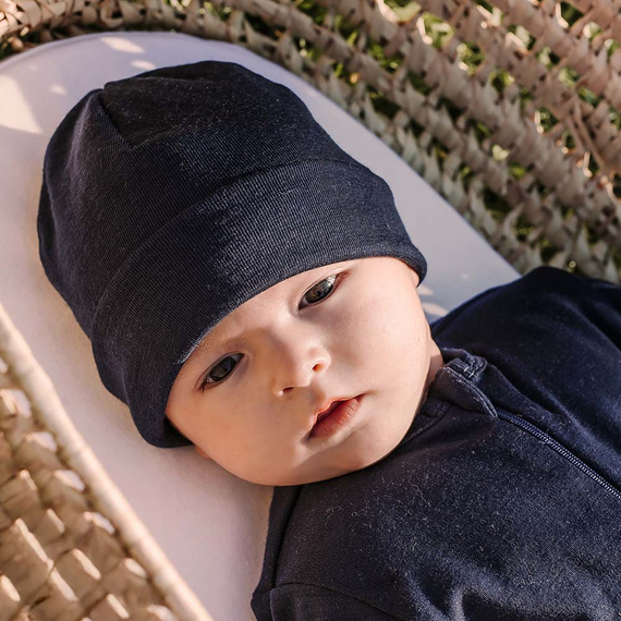 Gorro Merino Eevi - azul marino, 100% lana merino, transpirable y cálido