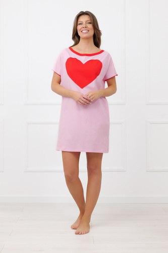 Camisón Sabrina Italian Fashion 100% algodón – manga corta, corazón