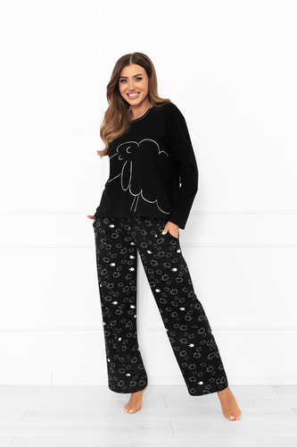 Pijama señora Bonnie - algodón, manga larga, pantalón largo, oveja Moda Italiana