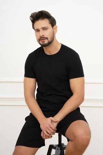 Ikar Camiseta manga corta Hombre Moda Italiana - negro