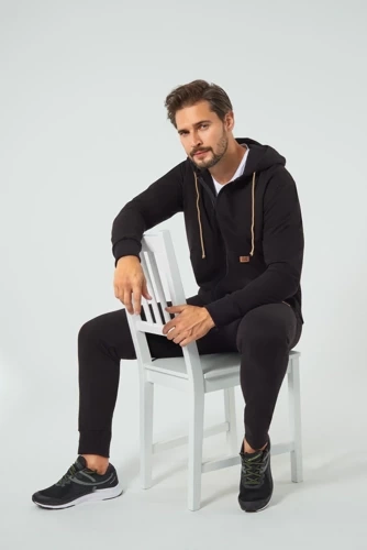 Darwin Sudadera Hombre Moda Italiana - negro