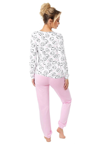 Pijama de señora Donna Sheep Long rosa - algodón, manga larga, embalado en una bolsa de plástico