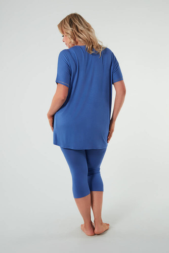 Pijama Natura Mujer manga corta, pantalón 3/4 Moda Italiana - azul