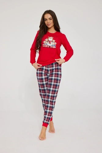 Cornette Family 671/480 pijama de mujer navideña con oso 100% algodón