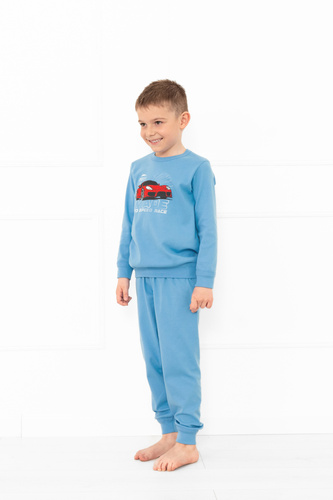 Pijama de niño Gordo - algodón, manga larga y pantalón con cordón Italian Fashion - azul