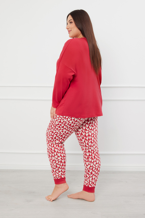 Evora Pijama señora manga larga, pantalón largo Moda Italiana - rojo/estampado