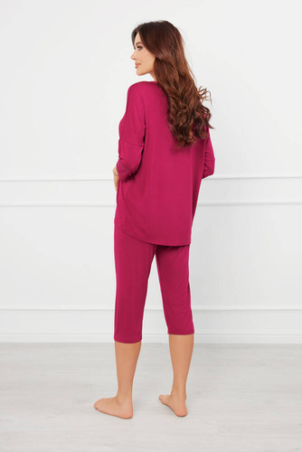 Pijama 3/4 Natura Mujer Moda Italiana - vino