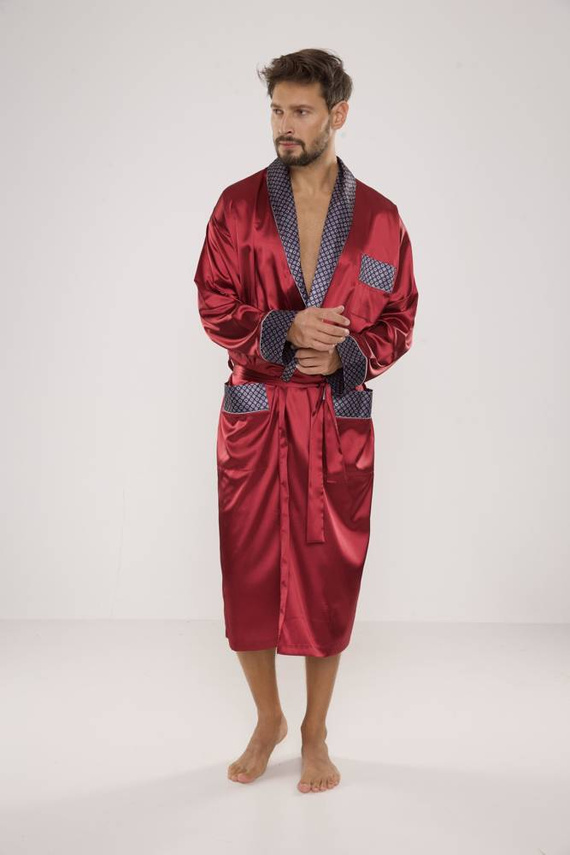 940 Albornoz de satén para hombre Forex - granate