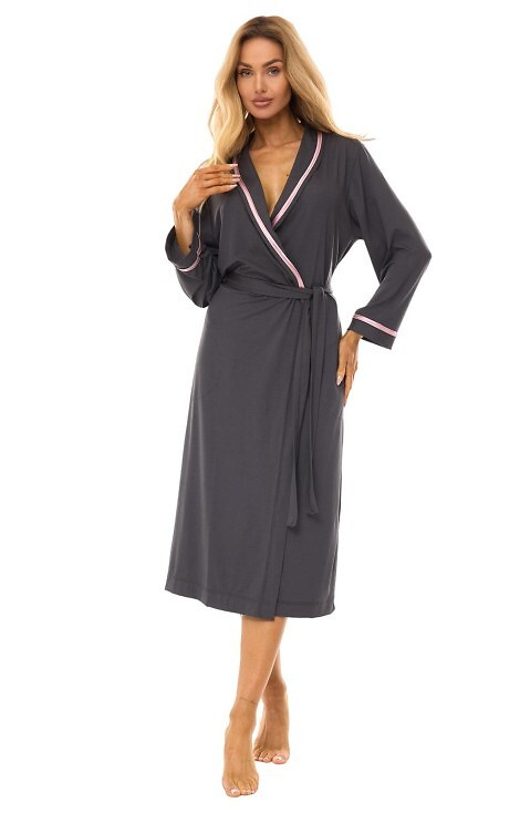 2506 Bata larga de señora de viscosa L&L grafito - ligera y transpirable