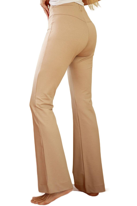 Cara - pantalones de algodón de las mujeres, las piernas acampanadas, 95% algodón 5% elastano | marca polaca Mirale - beige