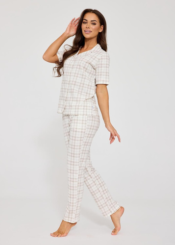 Cornette Holly 879/342 pijama mujer algodón con botones cuadros