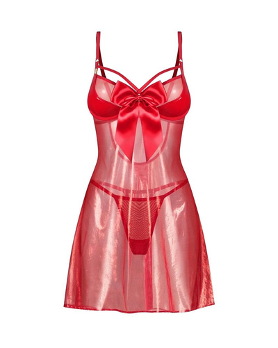 Obsessive Gifty Red Babydoll Camisón rojo de mujer con aros + tanga